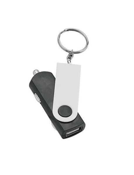 Porta-chaves com carregador USB de isqueiro preto
