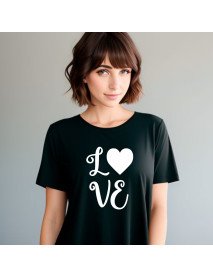 Love White - T-Shirt Preta de Senhora