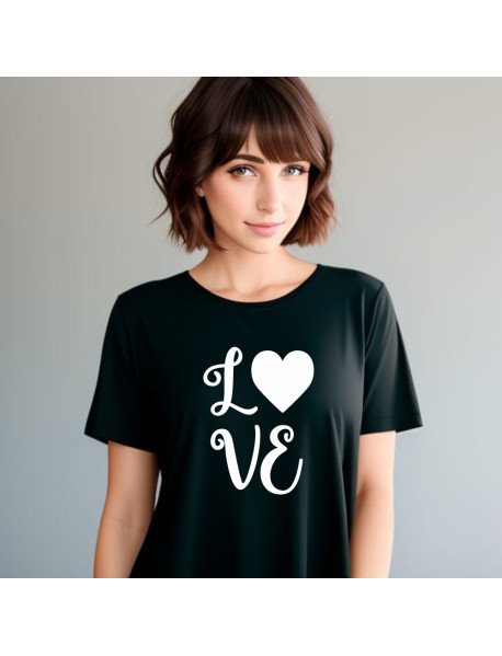 Love White - T-Shirt Preta de Senhora