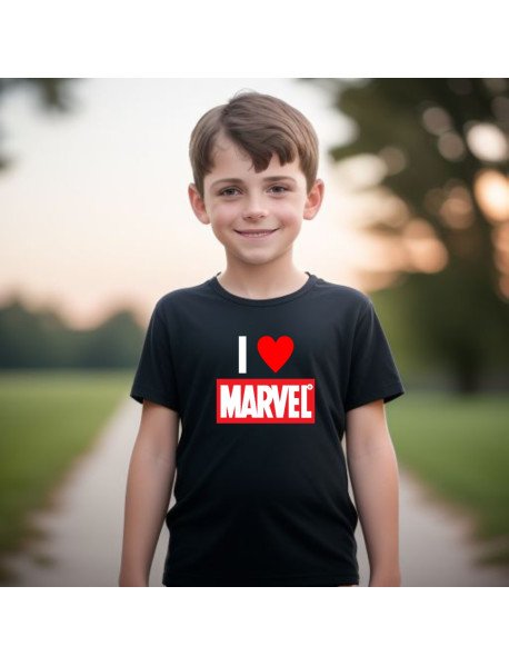 I Love Marvel T-Shirt Preta I Love Marvel T-Shirt Preta