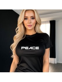 Peace - T-Shirt Preta de Senhora