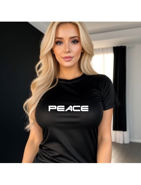 Peace - T-Shirt Preta de Senhora