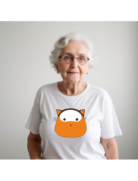 Orange Cat - T-Shirt Branca