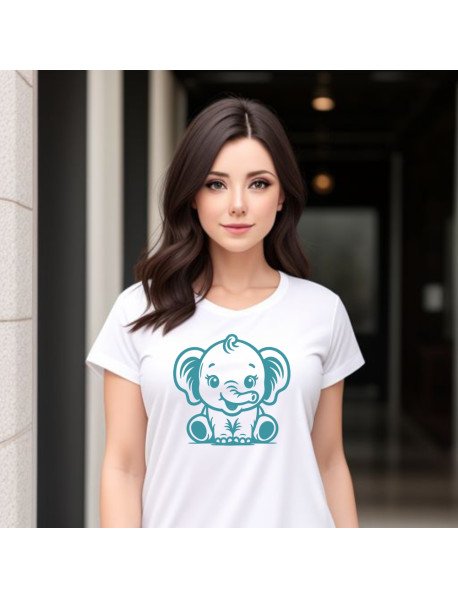 Pequeno Elefante - T-Shirt Branca Senhora
