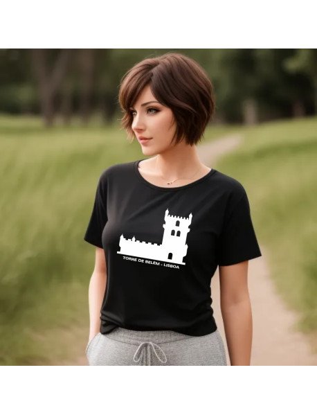 Torre de Belém, Lisboa - T-Shirt Preta Senhora