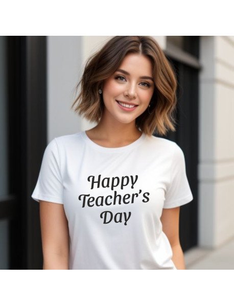Happy Teacher’s Day - T-Shirt Branca de Senhora