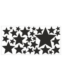 28 Estrelas Pretas recortadas em vinil autocolante