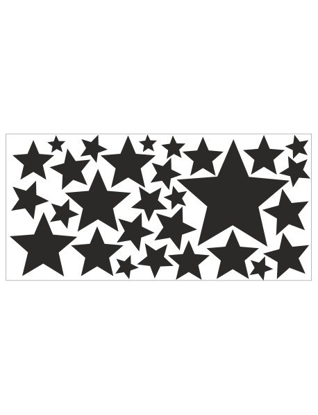 28 Estrelas Pretas recortadas em vinil autocolante